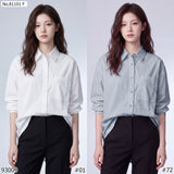 Vertier : No.81101 เสื้อแขนยาวสีพื้น | Solid Long Sleeve Blouse
