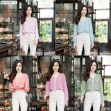 Vertier : No.81012 เสื้อแขนยาวสีพื้น | Solid Long Sleeve Blouse
