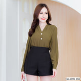 Miss Daisy : No.2095 เสื้อแขนยาวสีพื้น | Solid Long Sleeve Blouse