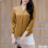 Vertier : No.81080 เสื้อแขนยาวสีพื้น | Solid Long Sleeve Blouse