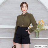 Miss Daisy : No.2081 เสื้อแขนยาวสีพื้น | Solid Long Sleeve Blouse
