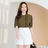 Miss Daisy : No.2118 เสื้อแขนสั้นสีพื้น | Solid Short Sleeve Blouse