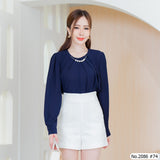 Maristar : No.2086 เสื้อแขนยาวสีพื้น | Solid Long Sleeve Blouse