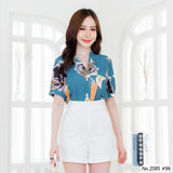 Maristar : No.2085 เสื้อแขนสั้นพิมพ์ลาย | Printed Short Sleeve Blouse