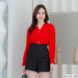 Maristar : No.2112 เสื้อแขนยาวสีพื้น | Solid Long Sleeve Blouse