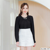 Maristar : No.2086 เสื้อแขนยาวสีพื้น | Solid Long Sleeve Blouse