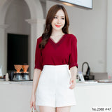 Maristar : No.2088 เสื้อแขนสั้นสีพื้น | Solid Short Sleeve Blouse