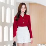 Maristar : No.2116 เสื้อแขนยาวสีพื้น | Solid Long Sleeve Blouse