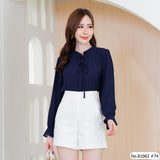 Vertier : No.81063 เสื้อแขนยาวสีพื้น | Solid Long Sleeve Blouse