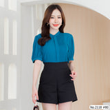 Miss Daisy : No.2118 เสื้อแขนสั้นสีพื้น | Solid Short Sleeve Blouse