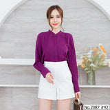 Maristar : No.2087 เสื้อแขนยาวสีพื้น | Solid Long Sleeve Blouse