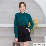 Miss Daisy : No.2081 เสื้อแขนยาวสีพื้น | Solid Long Sleeve Blouse