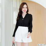 Miss Daisy : No.2105 เสื้อแขนยาวสีพื้น | Solid Long Sleeve Blouse