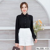 Miss Daisy : No.2081 เสื้อแขนยาวสีพื้น | Solid Long Sleeve Blouse