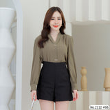 Maristar : No.2112 เสื้อแขนยาวสีพื้น | Solid Long Sleeve Blouse