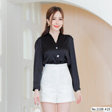 Miss Daisy : No.2108 เสื้อแขนยาวสีพื้น | Solid Long Sleeve Blouse
