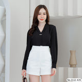 Maristar : No.2112 เสื้อแขนยาวสีพื้น | Solid Long Sleeve Blouse