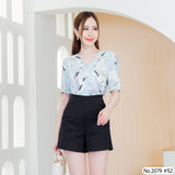 Maristar : No.2079 เสื้อแขนสั้นพิมพ์ลาย | Printed Short Sleeve Blouse
