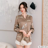 Maristar : No.2155 เสื้อแขนยาวพิมพ์ลาย | Printed Long Sleeve Blouse