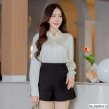 Vertier : No.81093 เสื้อแขนยาวสีพื้น | Solid Long Sleeve Blouse