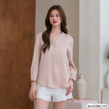 Vertier : No.81080 เสื้อแขนยาวสีพื้น | Solid Long Sleeve Blouse