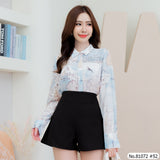 Vertier : No.81072 เสื้อแขนยาวพิมพ์ลาย | Printed Long Sleeve Blouse