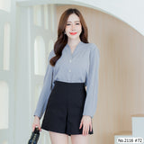 Maristar : No.2116 เสื้อแขนยาวสีพื้น | Solid Long Sleeve Blouse