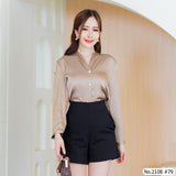 Miss Daisy : No.2108 เสื้อแขนยาวสีพื้น | Solid Long Sleeve Blouse