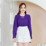 Maristar : No.2086 เสื้อแขนยาวสีพื้น | Solid Long Sleeve Blouse