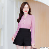 Miss Daisy : No.2095 เสื้อแขนยาวสีพื้น | Solid Long Sleeve Blouse