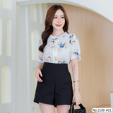 Maristar : No.2109 เสื้อแขนสั้นพิมพ์ลาย | Printed Short Sleeve Blouse