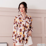 Vertier : No.81082 เสื้อแขนยาวพิมพ์ลาย | Printed Long Sleeve Blouse