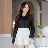 Maristar : No.2163 เสื้อแขนยาวพิมพ์ลาย | Printed Long Sleeve Blouse