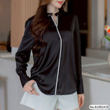 Vertier : No.81092 เสื้อแขนยาวสีพื้น | Solid Long Sleeve Blouse