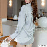 Maristar : No.2165 เสื้อแขนยาวสีพื้น | Solid Long Sleeve Blouse