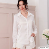 Maristar : No.2166 เสื้อแขนยาวสีพื้น | Solid Long Sleeve Blouse