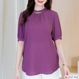 Maristar : No.2117 เสื้อแขนสั้นสีพื้น | Solid Short Sleeve Blouse