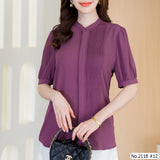 Miss Daisy : No.2118 เสื้อแขนสั้นสีพื้น | Solid Short Sleeve Blouse
