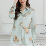 Vertier : No.81079 เสื้อแขนยาวพิมพ์ลาย | Printed Long Sleeve Blouse