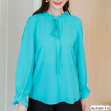 Vertier : No.81063 เสื้อแขนยาวสีพื้น | Solid Long Sleeve Blouse