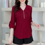 Miss Daisy : No.2082 เสื้อแขนยาวสีพื้น | Solid Long Sleeve Blouse