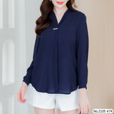 Miss Daisy : No.2105 เสื้อแขนยาวสีพื้น | Solid Long Sleeve Blouse