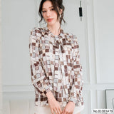 Vertier : No.81083 เสื้อแขนยาวพิมพ์ลาย | Printed Long Sleeve Blouse