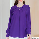 Maristar : No.2086 เสื้อแขนยาวสีพื้น | Solid Long Sleeve Blouse