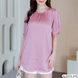 Vertier : No.81071 เสื้อแขนสั้นสีพื้น | Solid Short Sleeve Blouse