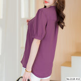 Miss Daisy : No.2118 เสื้อแขนสั้นสีพื้น | Solid Short Sleeve Blouse