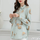 Vertier : No.81079 เสื้อแขนยาวพิมพ์ลาย | Printed Long Sleeve Blouse