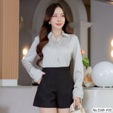 Maristar : No.2165 เสื้อแขนยาวสีพื้น | Solid Long Sleeve Blouse