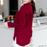 Vertier : No.81061 เสื้อแขนยาวสีพื้น | Solid Long Sleeve Blouse
