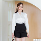 Miss Daisy : No.2108 เสื้อแขนยาวสีพื้น | Solid Long Sleeve Blouse